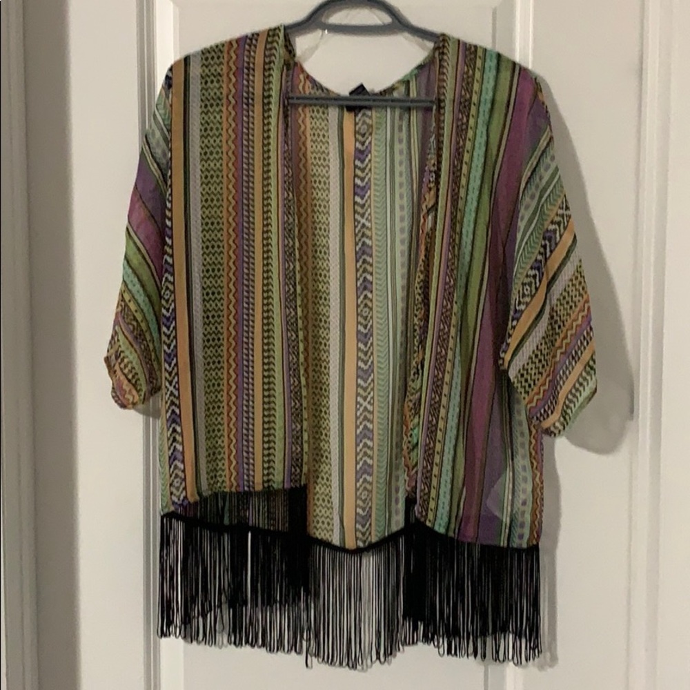 Fringed sheer cover up size s